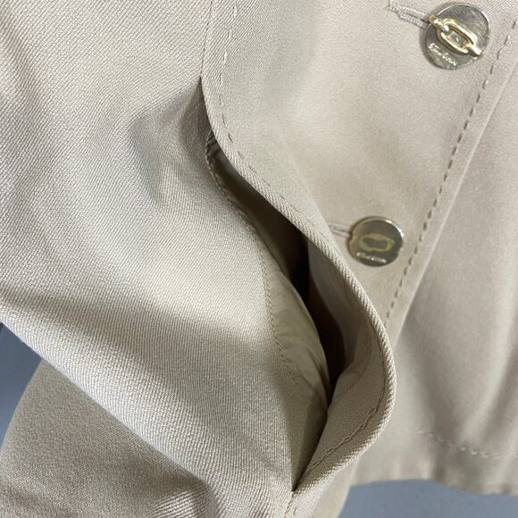 St John Blazer Laced Eyelet Cotton Stretch Tan Beige Blaze Women's Size Medium - Picture 7 of 11